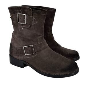 Frye Vicky Engineer Boots Womens Size 9 Burnished Suede Brown Bikercore Moto